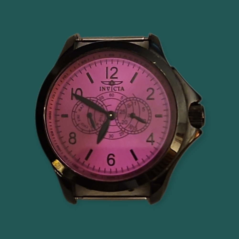 Vintage INVICTA Pink Dial Flame Fusion Crystal 100 M Water Resistant Watch